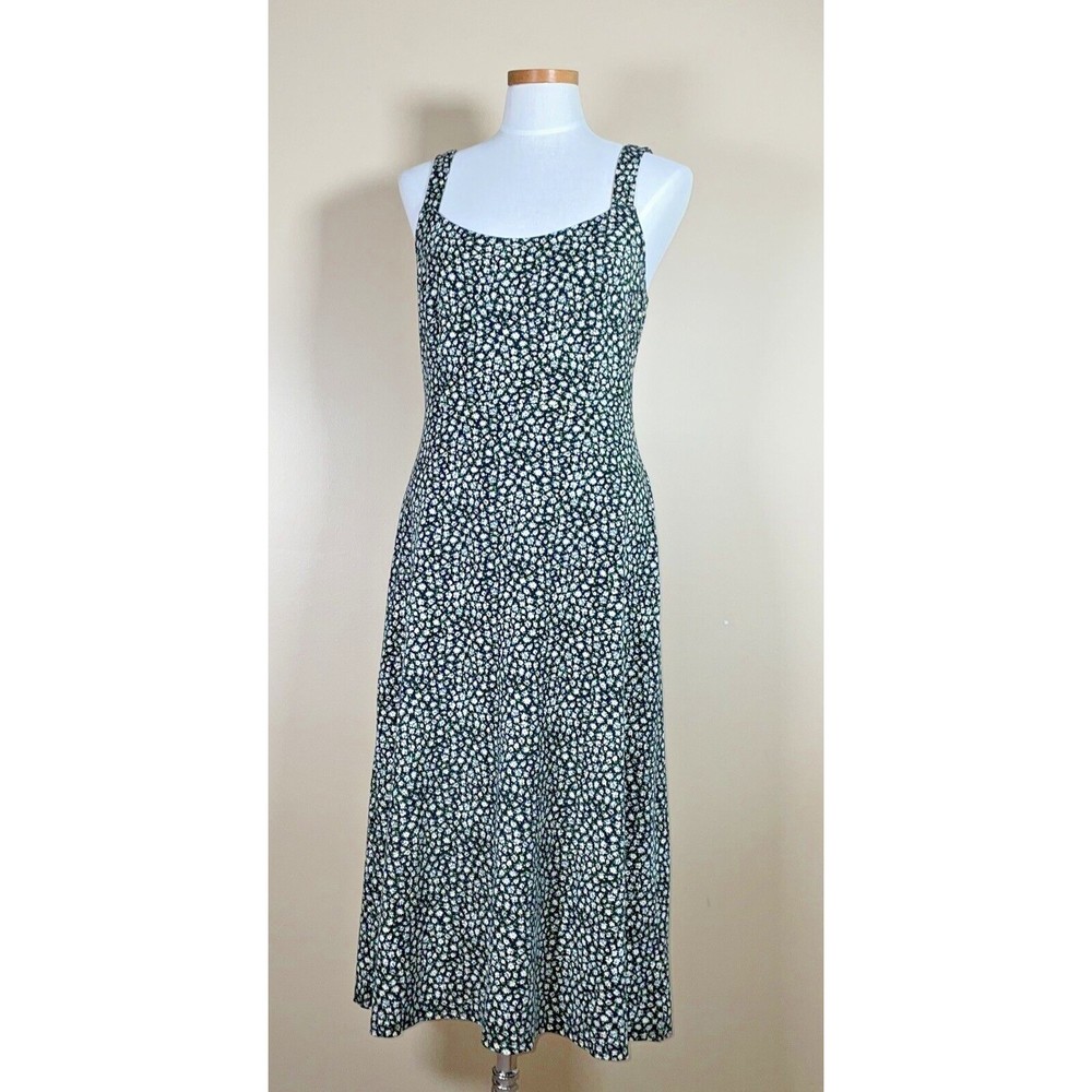 Free People Lorelai Black Floral Sleeveless LARGE Dress Spring Summer  Tie-Back